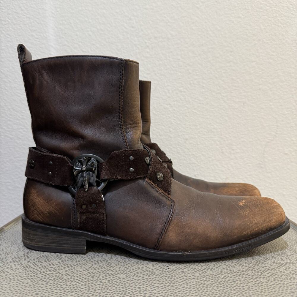 Mark Nason Cabrillo Iron Cross Harness Grail Distressed Leather Boots 10